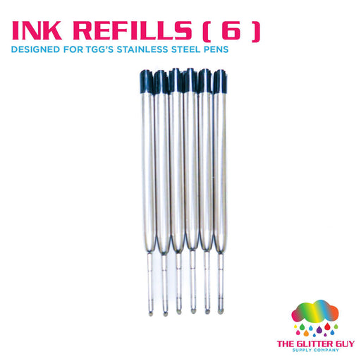 Stainless Steel Pen Ink Refills (6 Pack) - The Glitter Guy