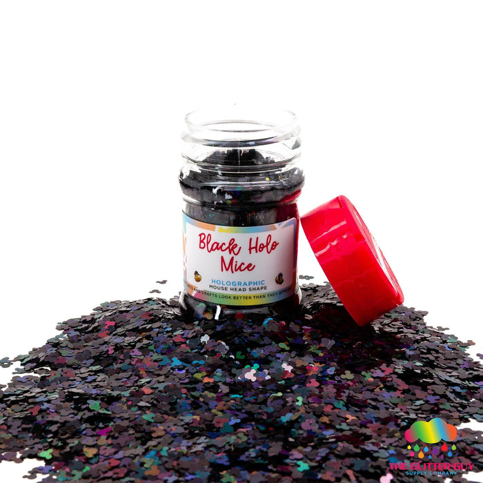 Black Holo Mice | Glitter Shape from The Glitter Guy