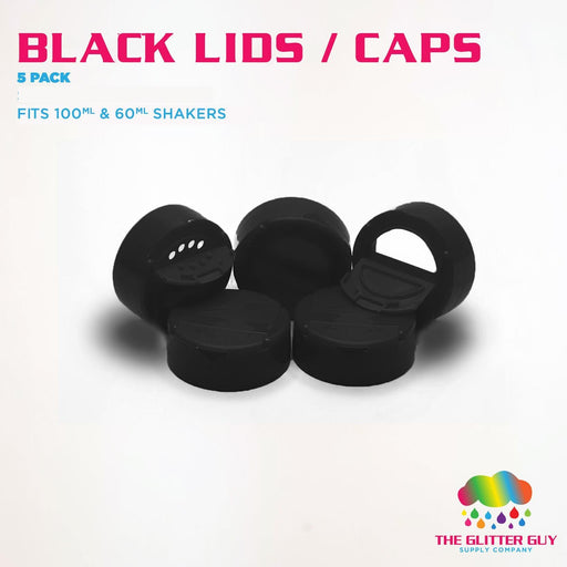 Black Shaker Lids/Caps | Empty Shaker from The Glitter Guy