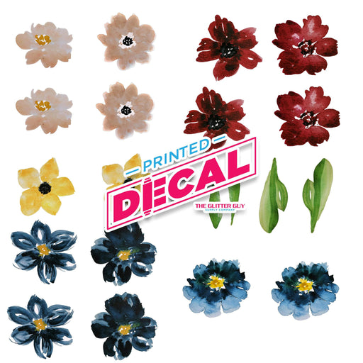 Printed Decal Sheet - Watercolor Flower - The Glitter Guy