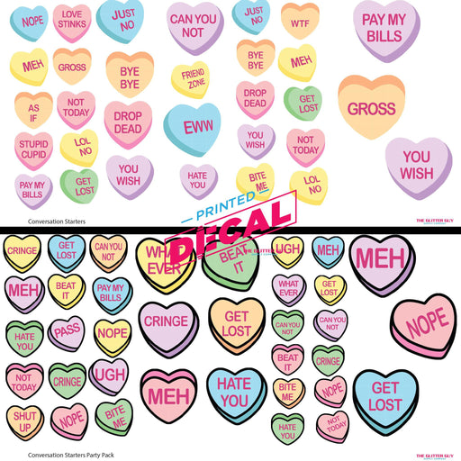 Printed Decal Sheet - Conversation Starters | Printed Vinyl from The Glitter Guy