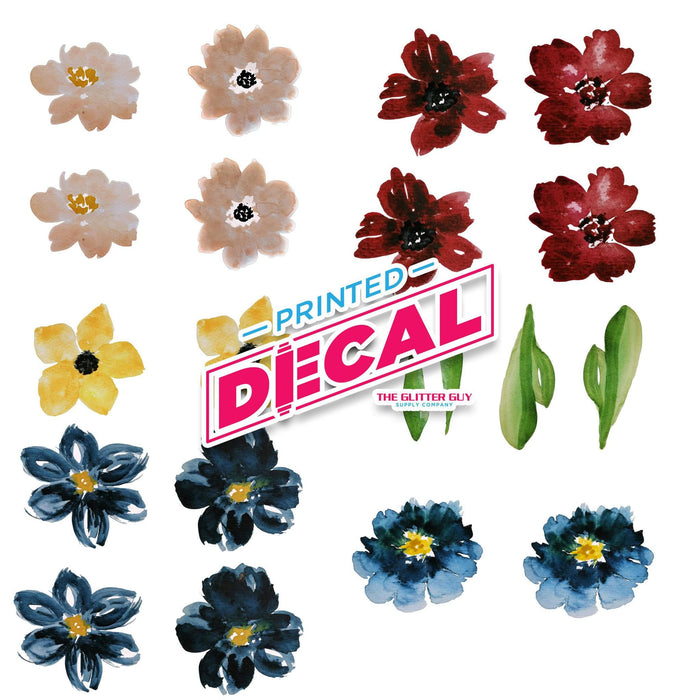 Printed Decal Sheet - Watercolor Flower | Decals from The Glitter Guy