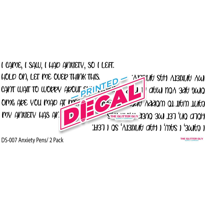 Printed Vinyl Pen Decals - Anxiety Quotes | Decals from The Glitter Guy