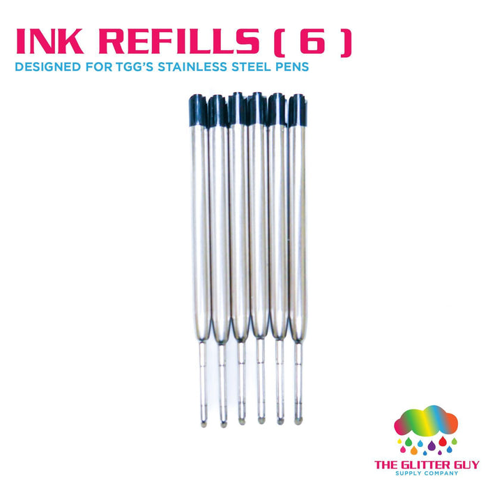 Stainless Steel Pen Ink Refills (6 Pack) | Blanks from The Glitter Guy